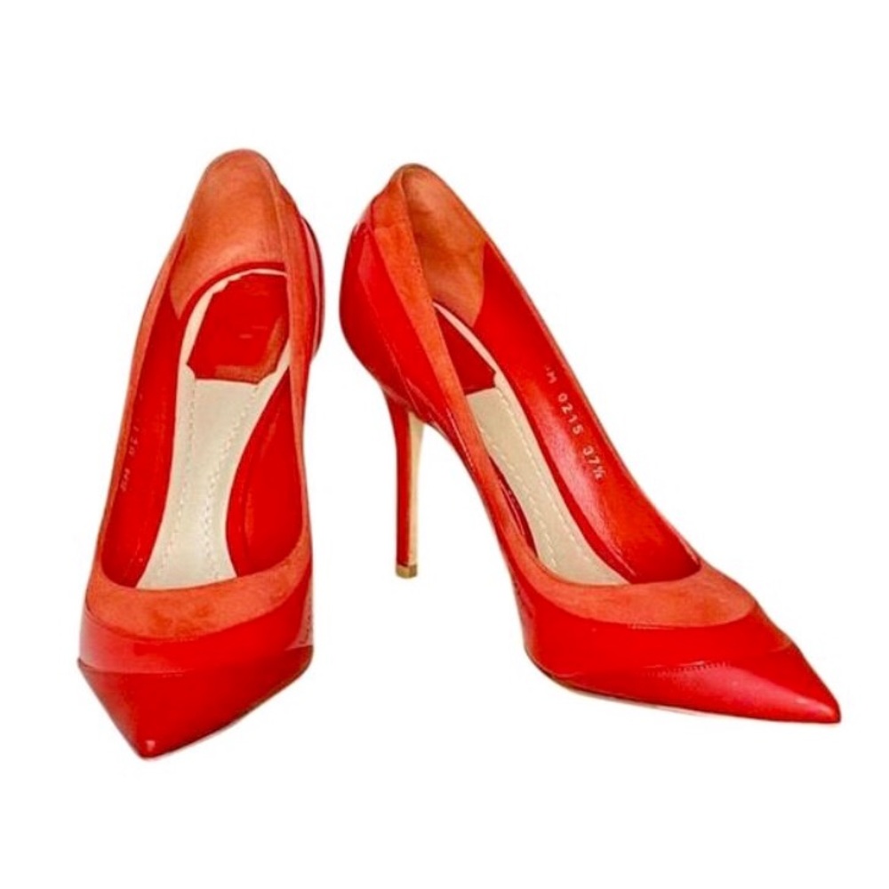 Christian Dior Red Pumps Suede, Patent, & Leather